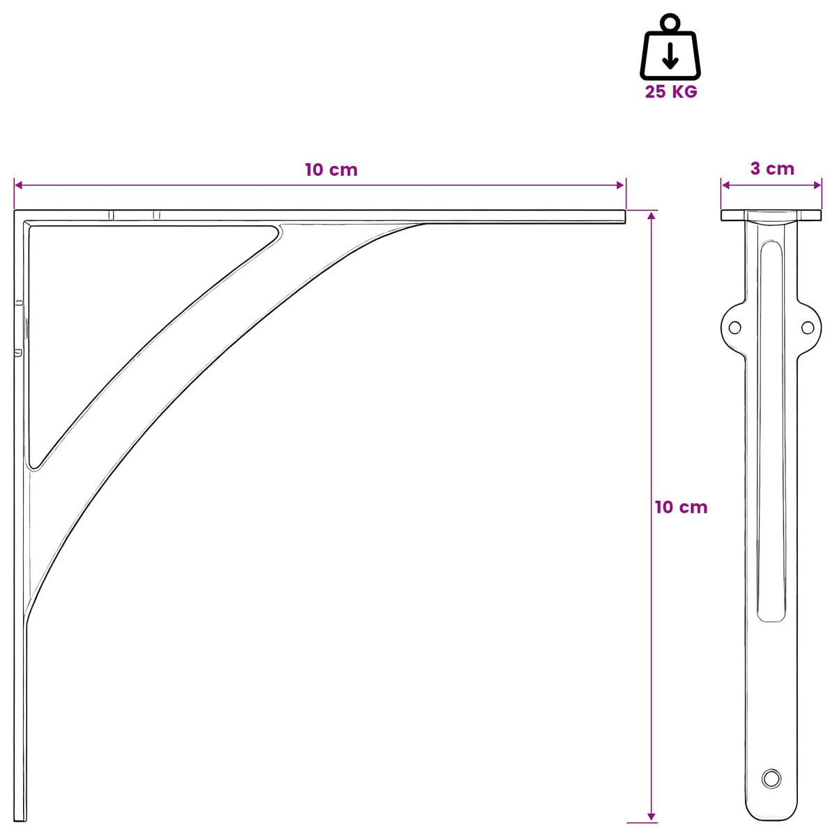 Fal polc tartók 2 db Antik Barna 10 x 10 x 3 cm Acél