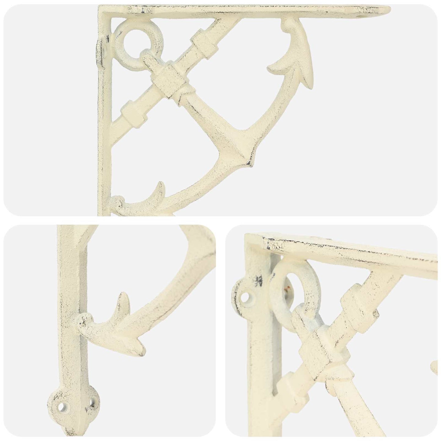 Fali polctartók 12 db Antik fehér 21 x 21 x 3.5 cm Acél