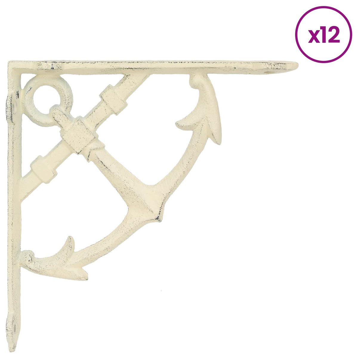 Fali polctartók 12 db Antik fehér 21 x 21 x 3.5 cm Acél