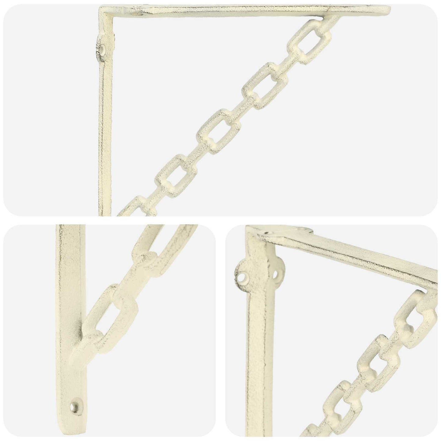 Fal polc tartók 2 db Antik fehér 21 x 21 x 3.5 cm Acél