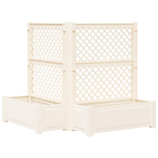 Nagy virágtartó trellissel 2 pcs Fehér 143 x 143 x 133,5 cm PP