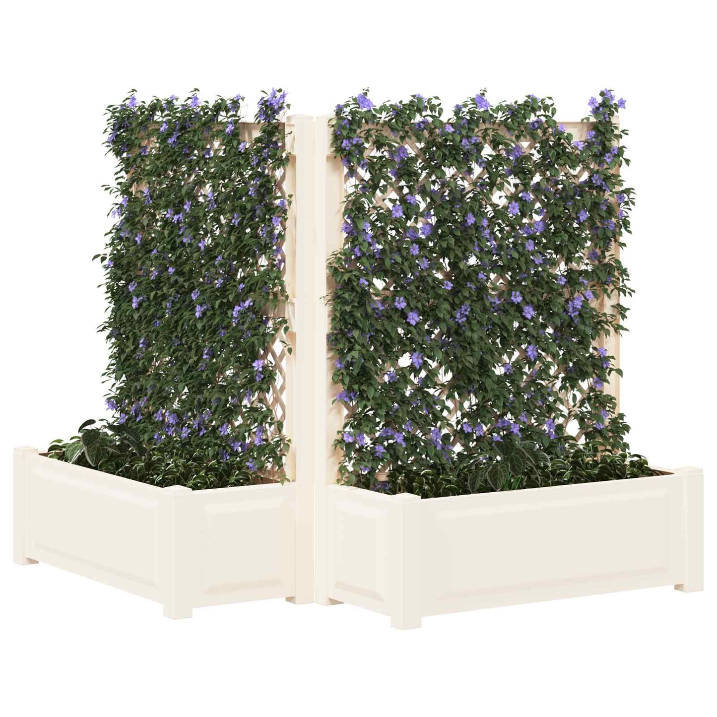 Nagy virágtartó trellissel 2 pcs Fehér 143 x 143 x 133,5 cm PP