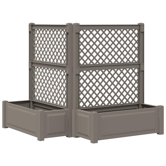 Nagy virágtartó trellissel 2 pcs Szürke 143 x 143 x 133,5 cm PP