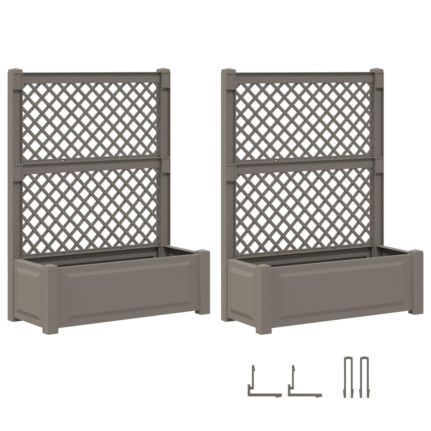 Nagy virágtartó trellissel 2 pcs Szürke 143 x 143 x 133,5 cm PP