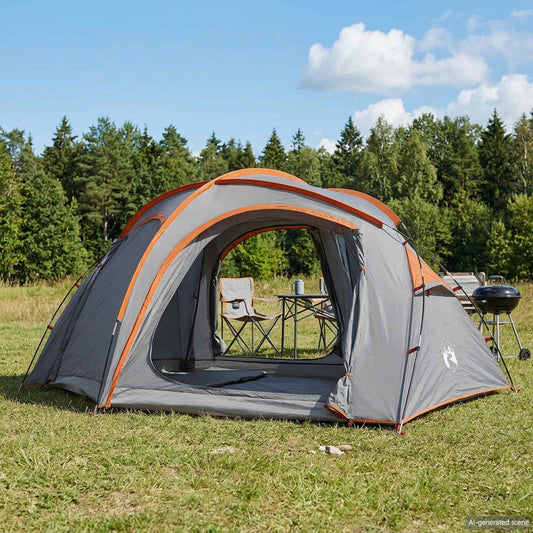 Trekking sátor esővédővel, vízálló 3 személyes