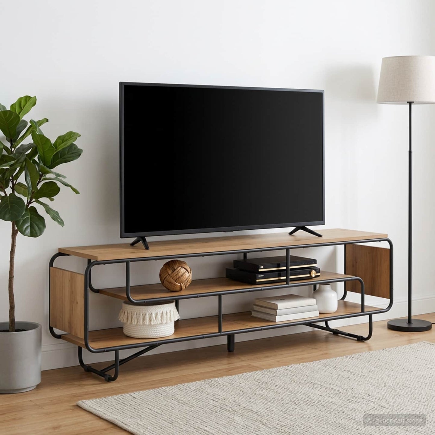 TV állvány 180 x 36 x 45 cm Kézműves Tölgy Szerelt Fa