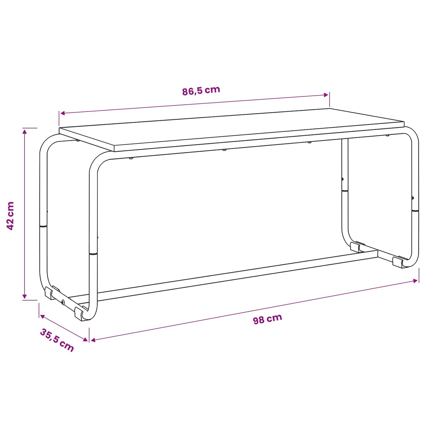 TV állvány 98 x 35,5 x 42 cm Sonoma Tölgy Szerelt Fa