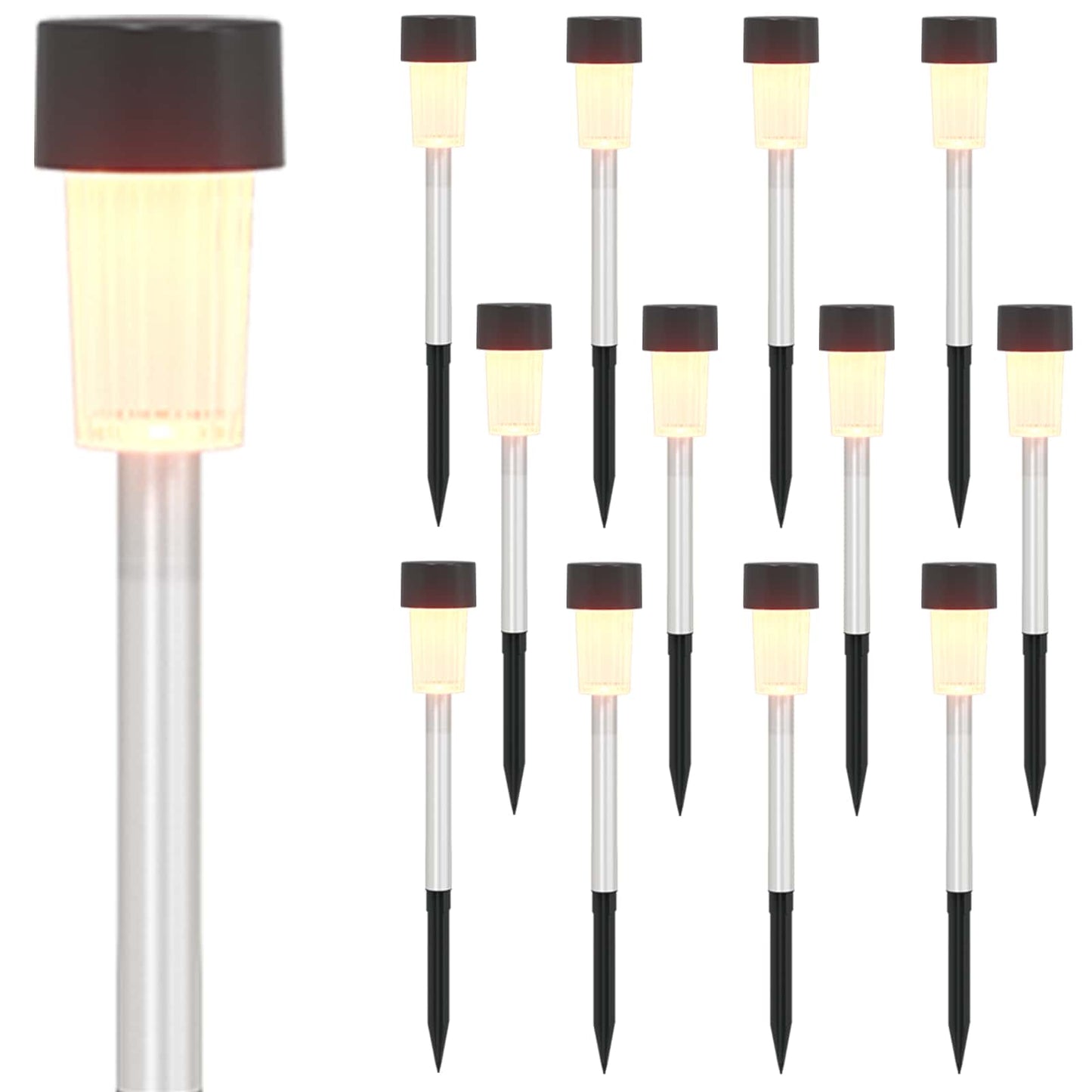 Kültéri napelemes lámpák talppal 12 pcs Meleg fehér 29,5 cm