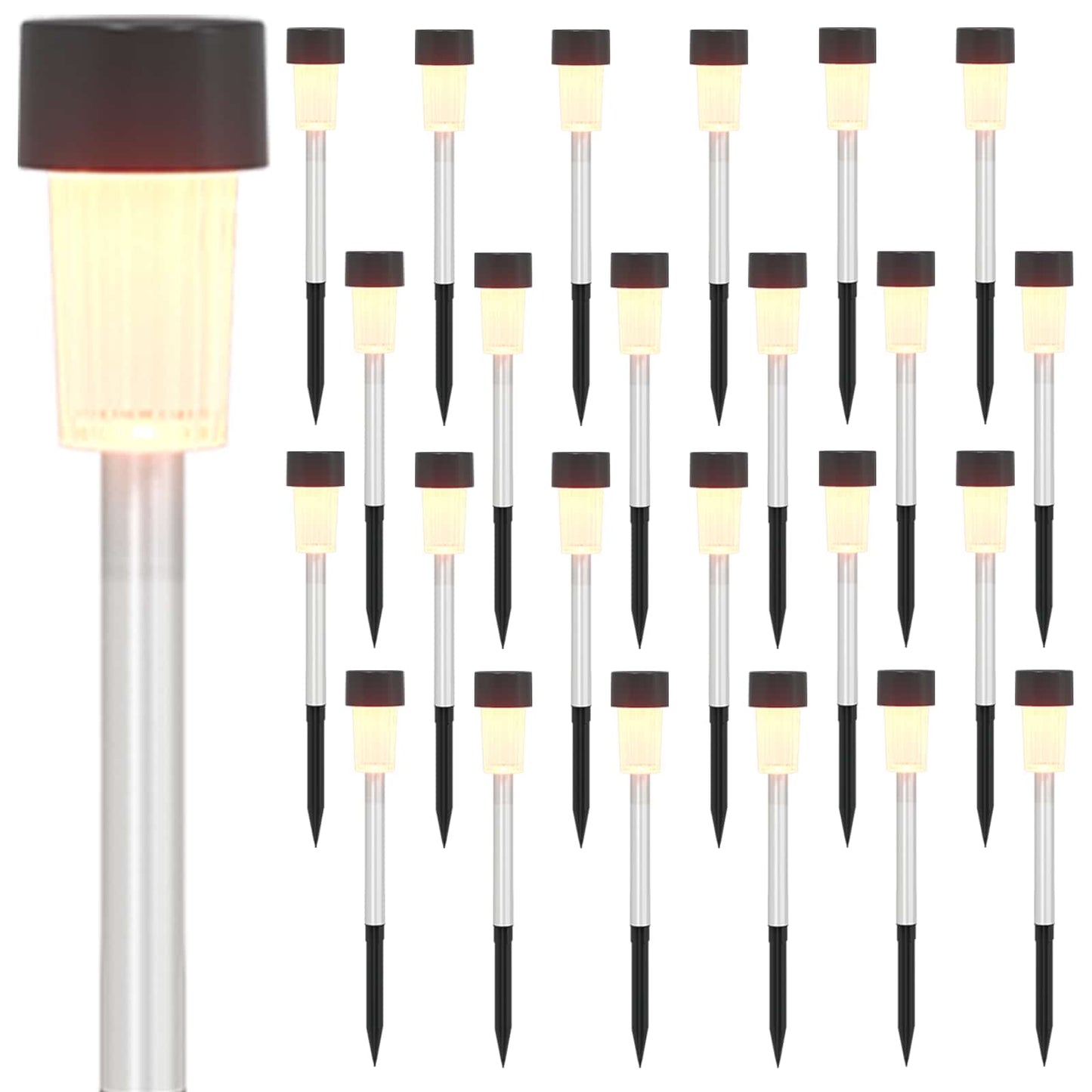 Kültéri napelemes lámpák talppal 24 pcs Meleg fehér 29,5 cm