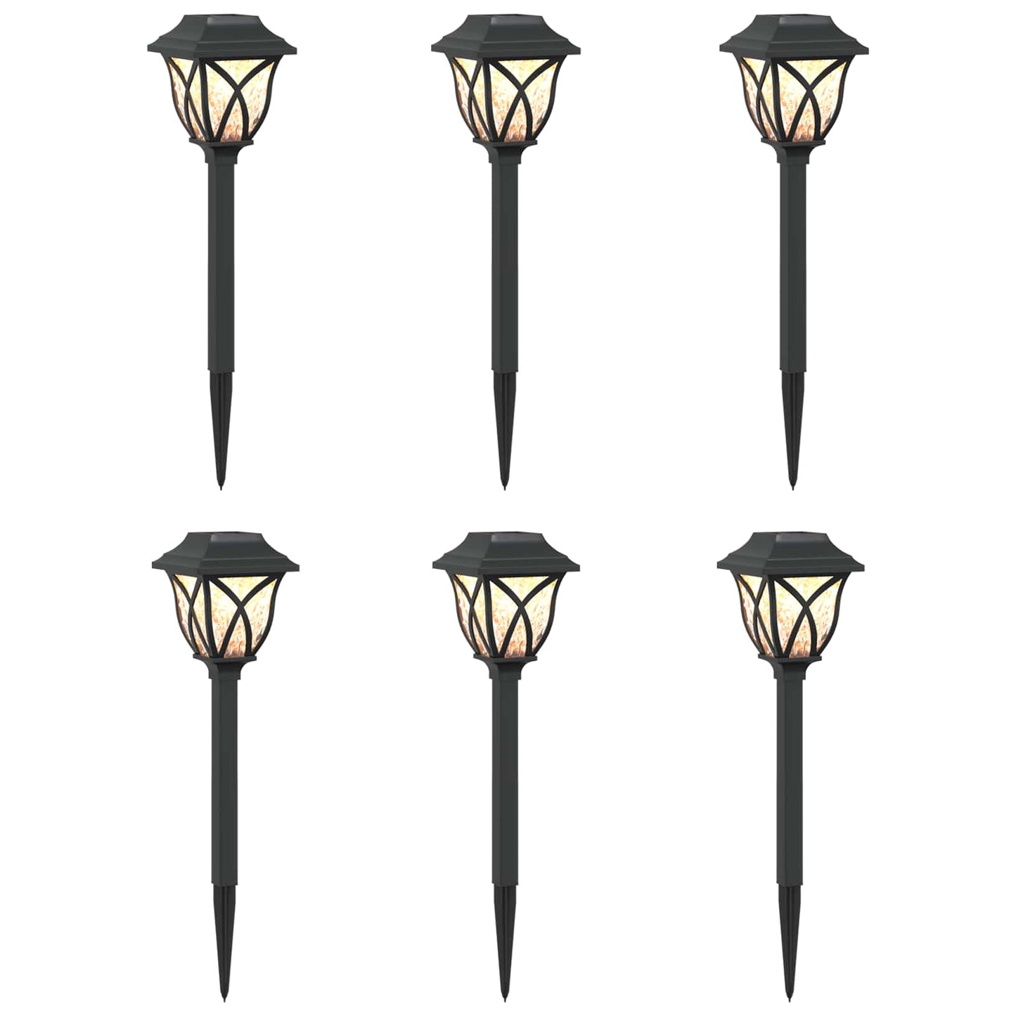 Kültéri napelemes lámpák talppal 6 pcs Meleg fehér 42 cm PP