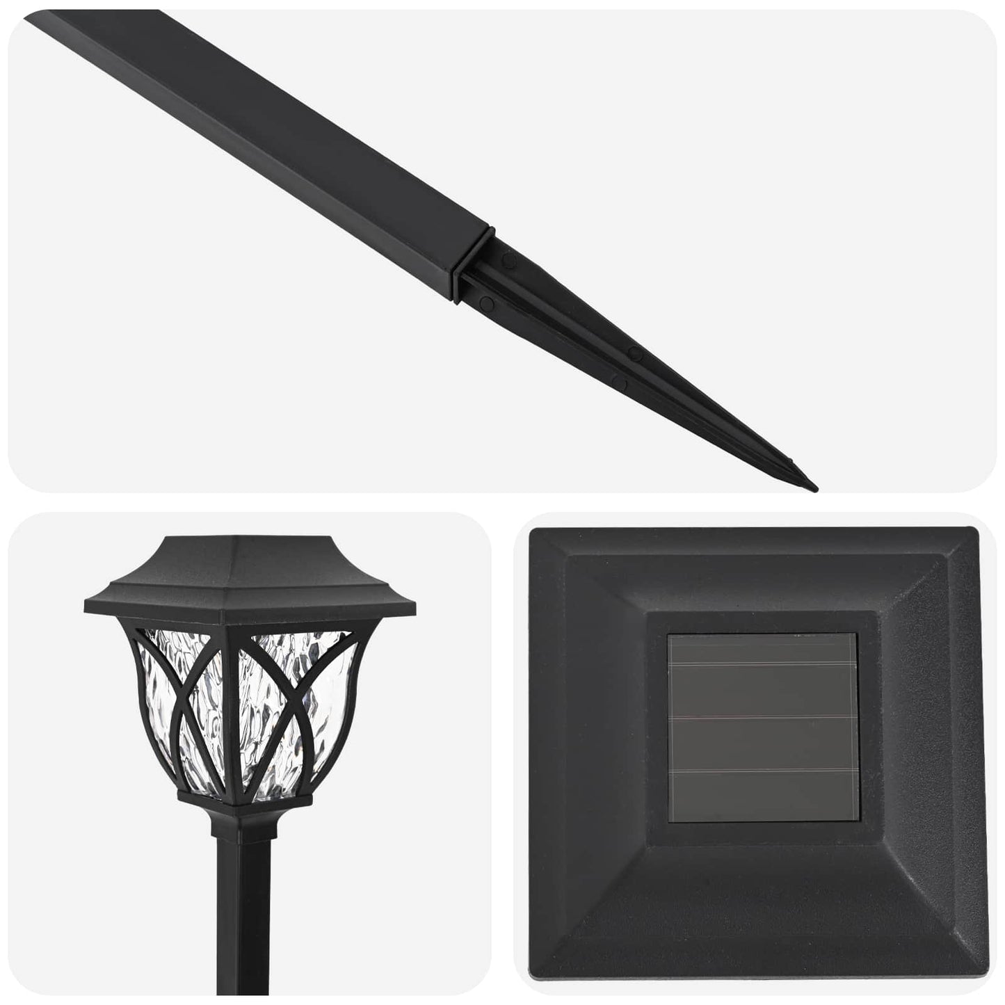 Kültéri napelemes lámpák talppal 12 pcs Meleg fehér 42 cm PP