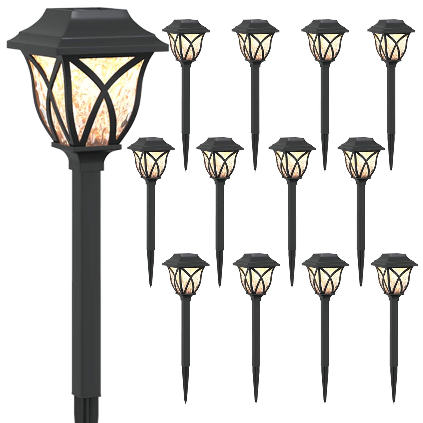 Kültéri napelemes lámpák talppal 12 pcs Meleg fehér 42 cm PP