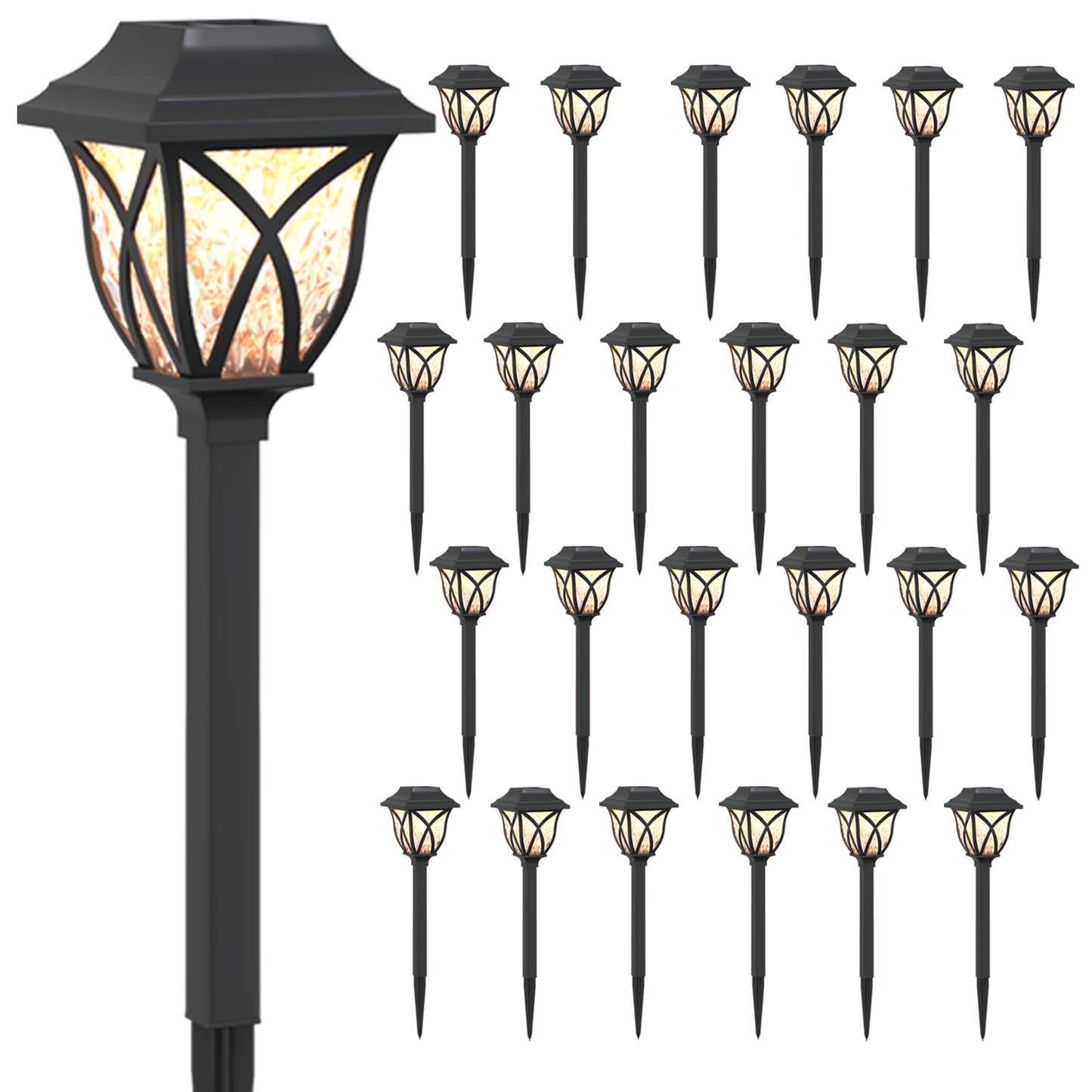 Kültéri napelemes lámpák talppal 24 pcs Meleg fehér 42 cm PP