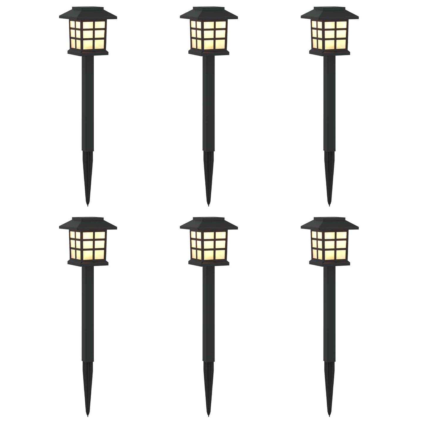 Kültéri napelemes lámpák talppal 6 pcs Meleg fehér 38,5 cm PP