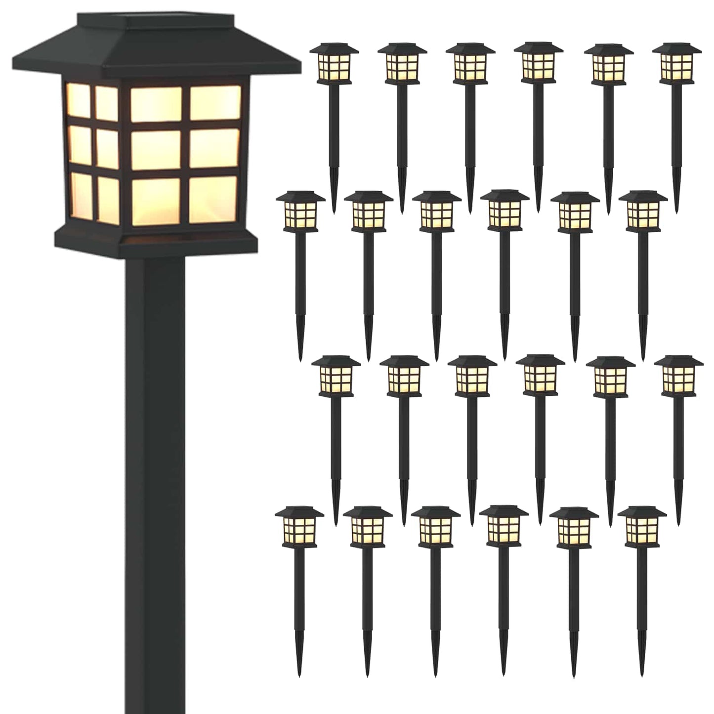 Kültéri napelemes lámpák talppal 24 pcs Meleg fehér 38,5 cm PP
