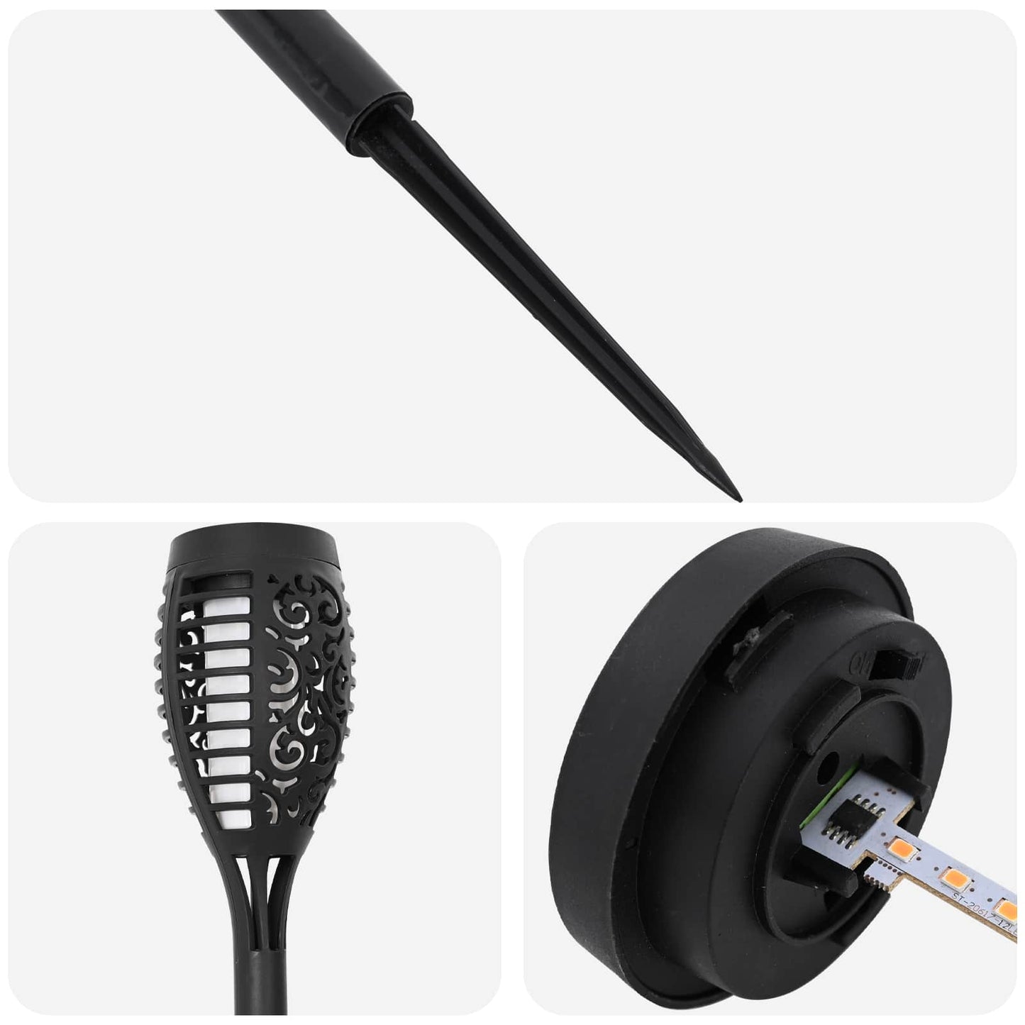 Kültéri napelemes lámpák talppal 6 pcs Meleg fehér 47,5 cm ABS