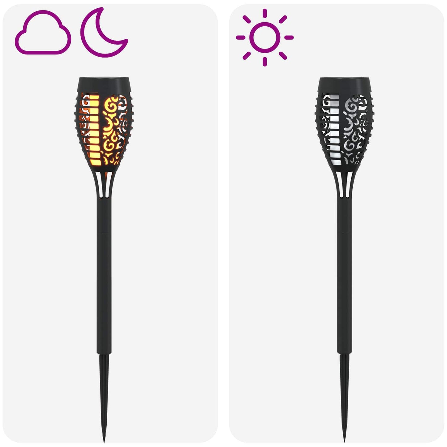 Kültéri napelemes lámpák talppal 6 pcs Meleg fehér 47,5 cm ABS