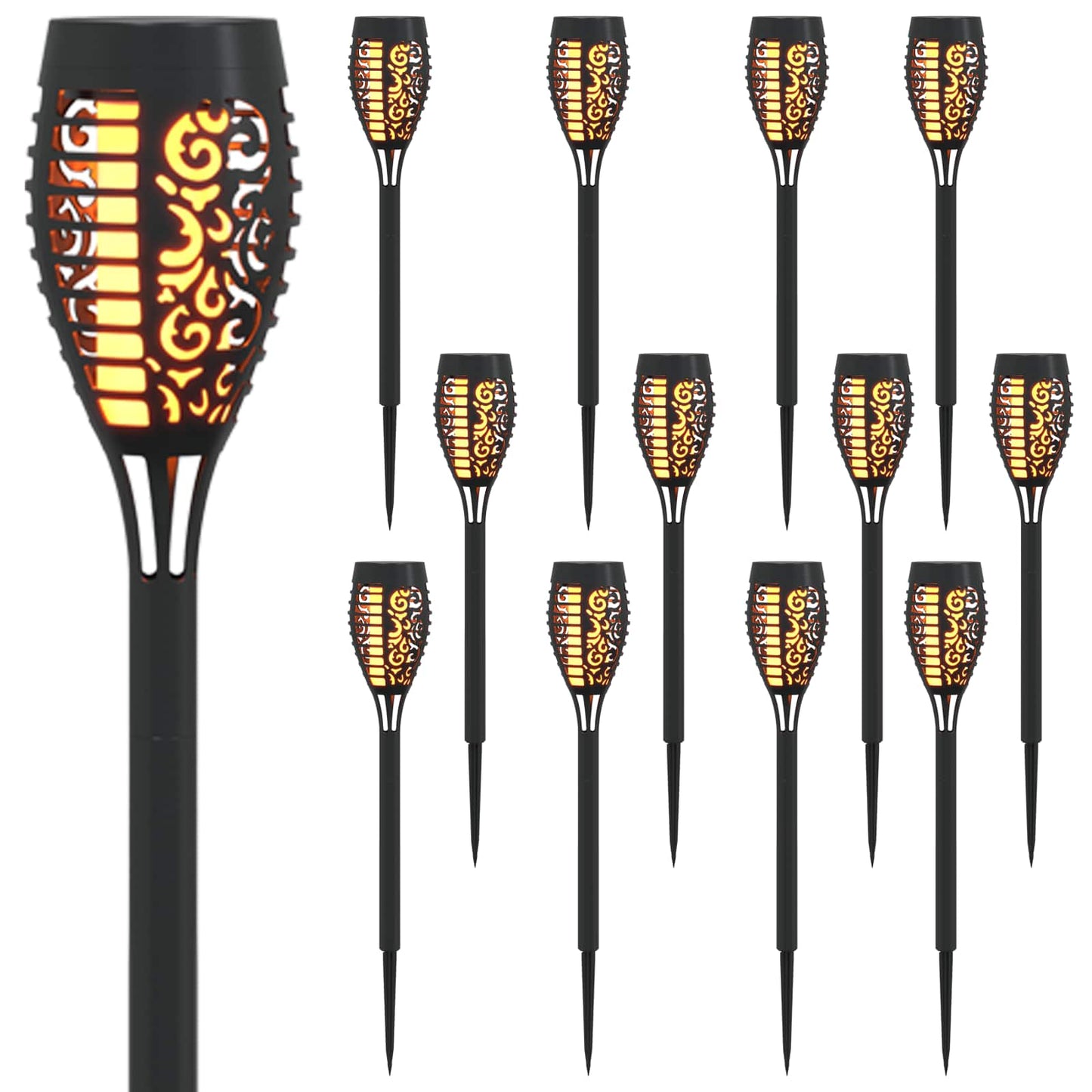Kültéri napelemes lámpák talppal 12 pcs Meleg fehér 47,5 cm ABS