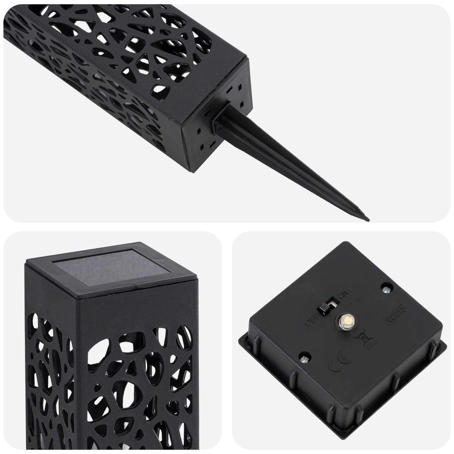 Kültéri napelemes lámpák talppal 4 pcs Meleg fehér 29 cm PP