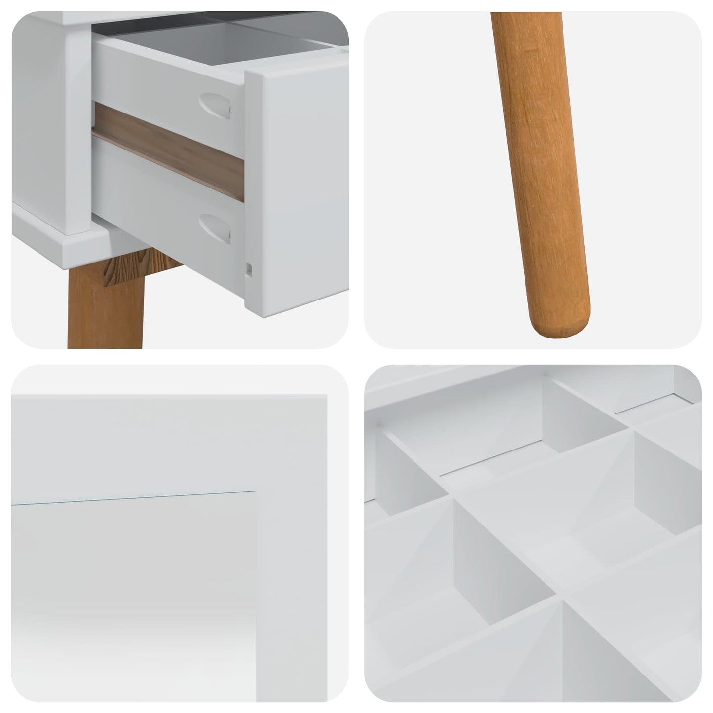 Sminkasztal Készlet FAUSKE 4 pcs Fehér 76 x 50 x 143 cm