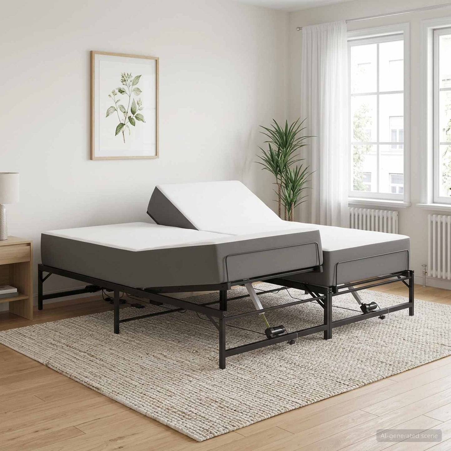 Elektromosan Állítható Ágykeret Fekete 200 x 200 cm Acél