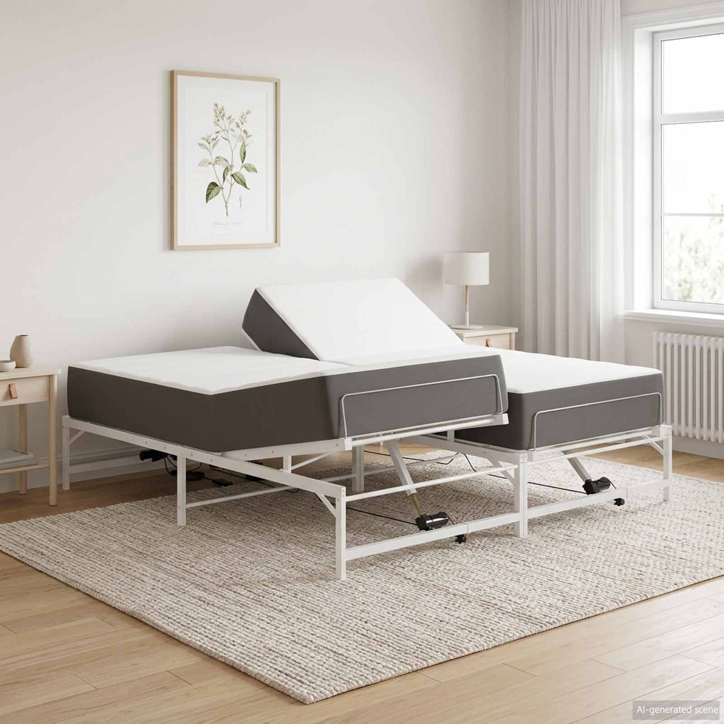 Elektromosan Állítható Ágykeret Fehér 200 x 200 cm Acél