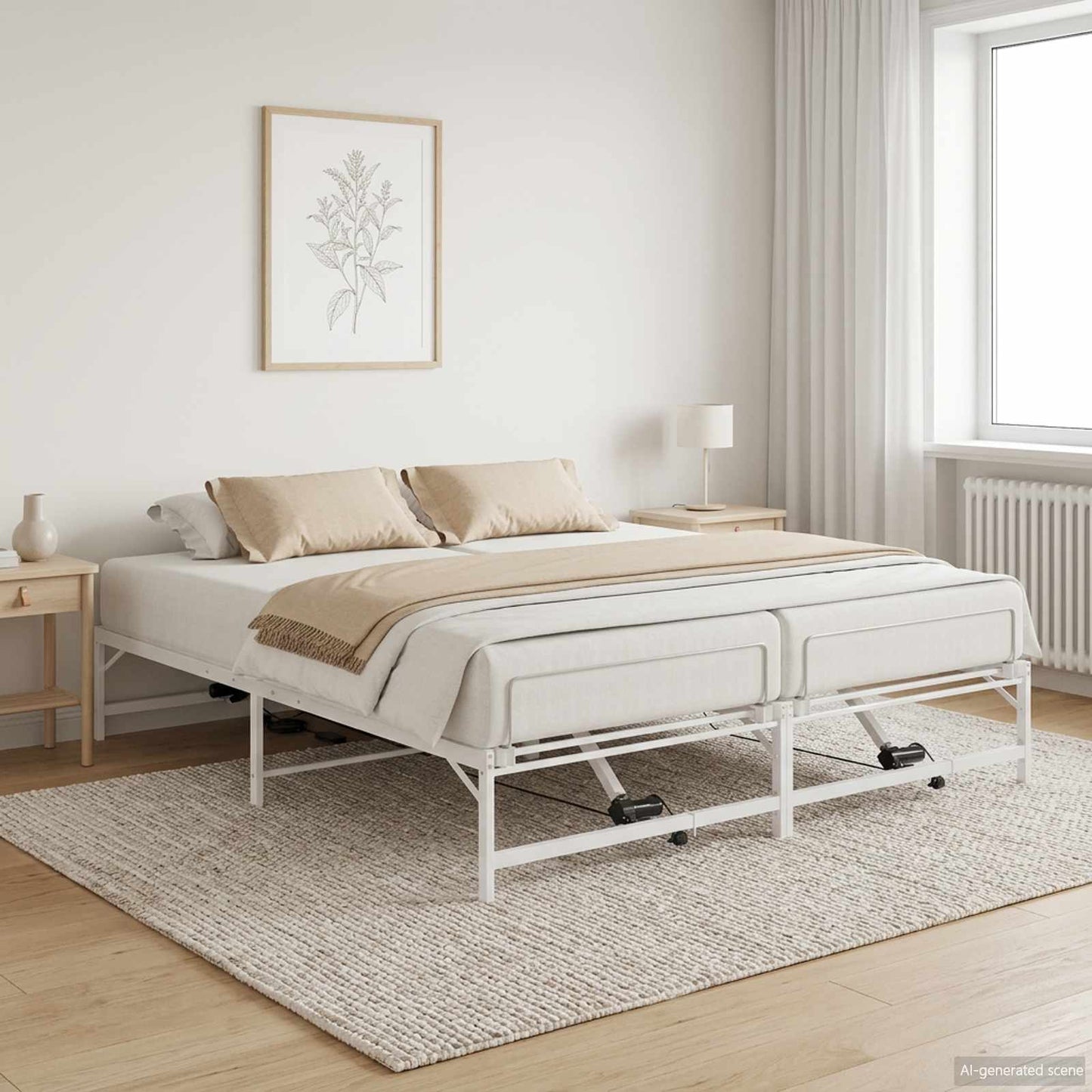 Elektromosan Állítható Ágykeret Fehér 200 x 200 cm Acél