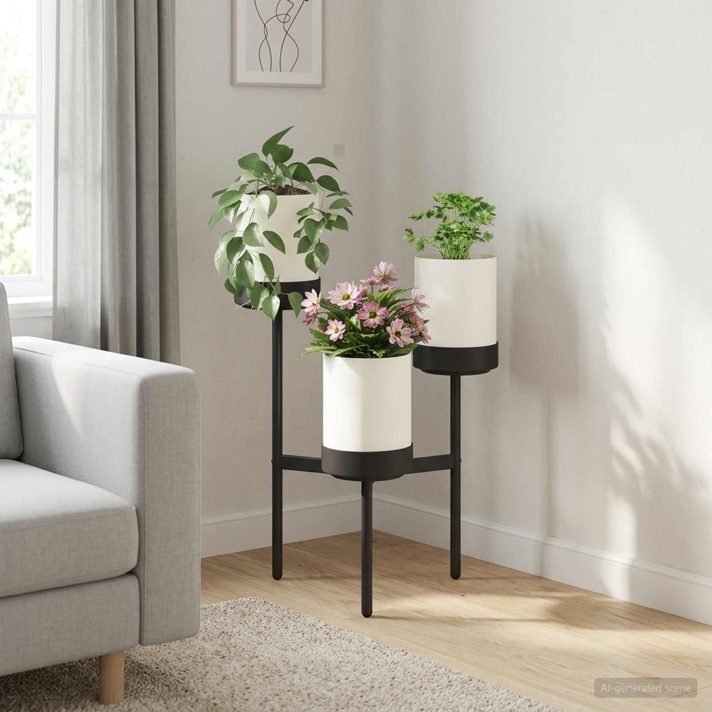 Virág állvány Fehér 54 x 49 x 81 cm PP és acél