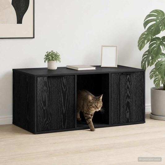 Macska ketrec bútor Fekete Tölgy 100 x 49 x 45 cm Szerelt Fa