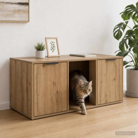 Macska ketrec bútor Kézműves Tölgy 100 x 49 x 45 cm Szerelt Fa