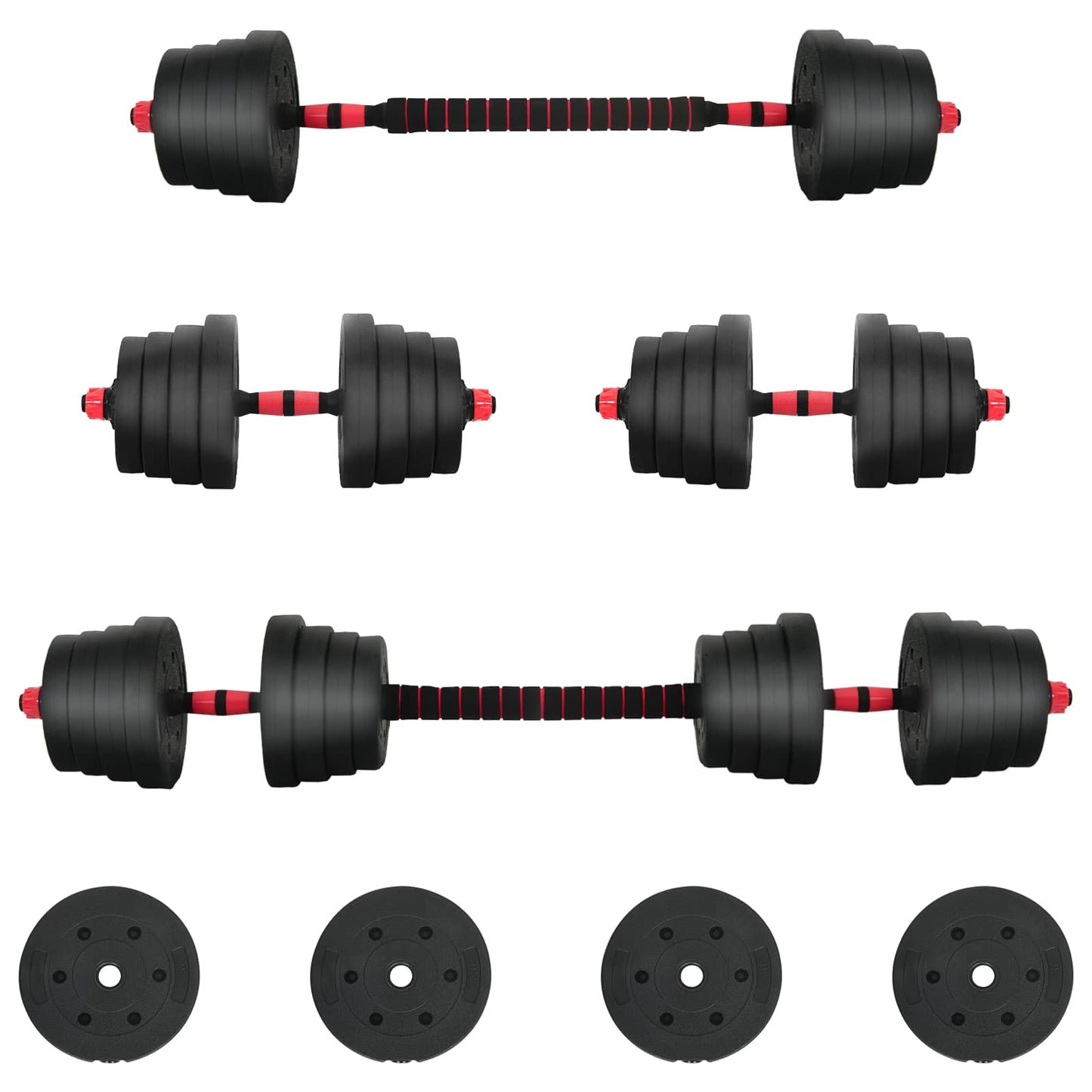 2 az 1-ben Súlyzó Készlet 40kg Fekete és piros