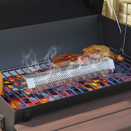 Faszenes grillsütő füstölő csövekkel 91 x 71 x 107 cm Acél