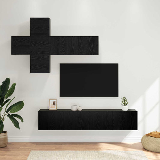 TV szekrény garnitúra Falra szerelhető 3 pcs Szerelt Fa