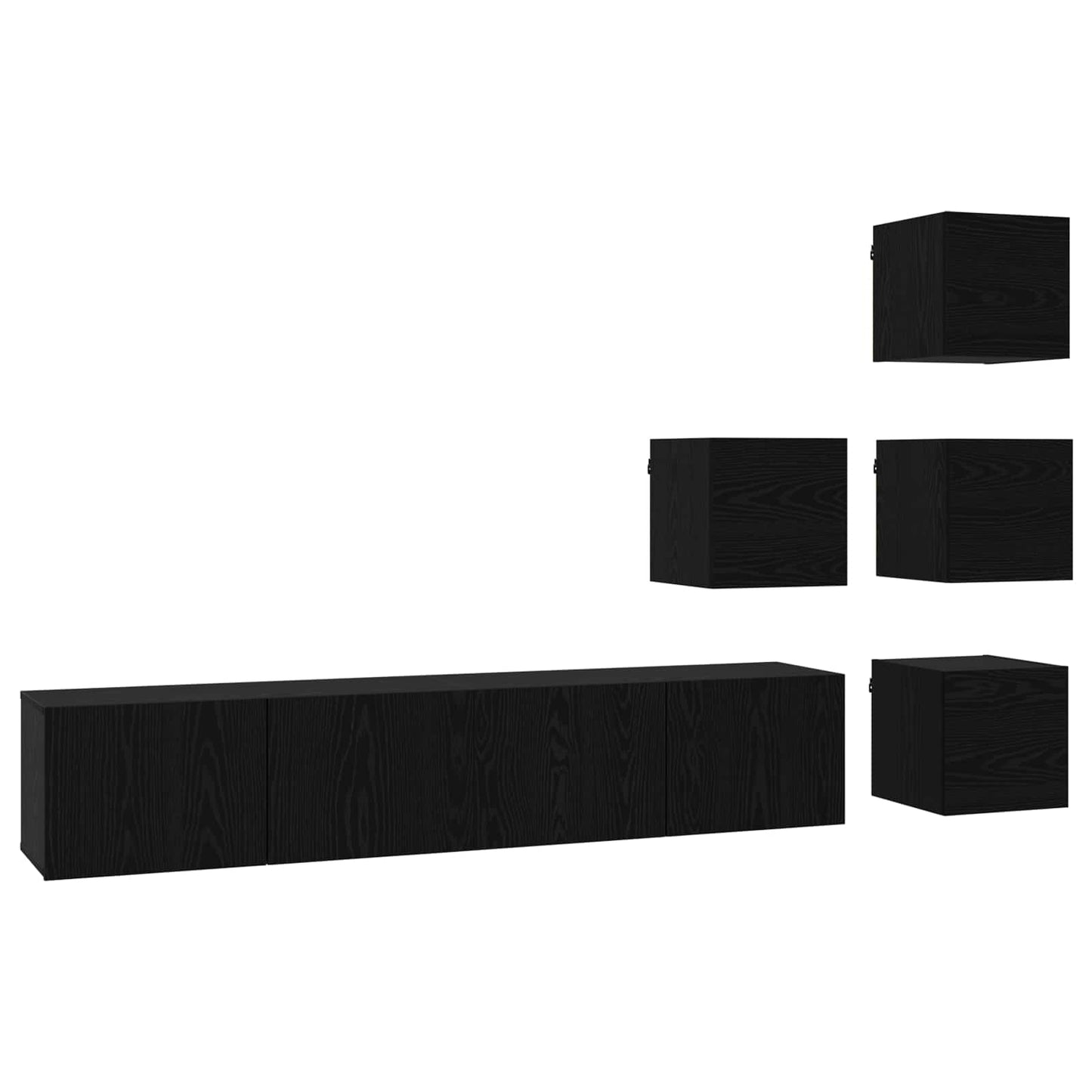 TV szekrény garnitúra 6 pcs 80 x 30 x 30 cm Fekete Tölgy