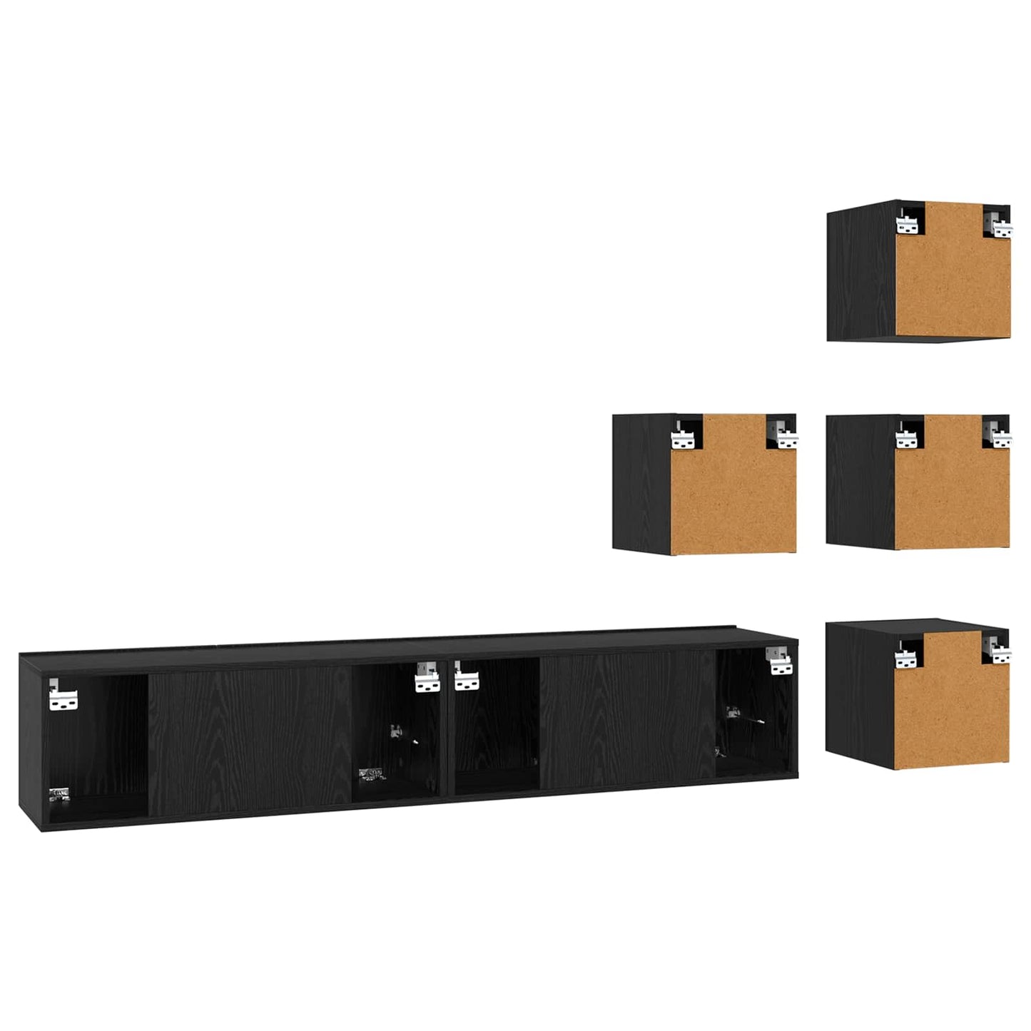 TV szekrény garnitúra 6 pcs 80 x 30 x 30 cm Fekete Tölgy