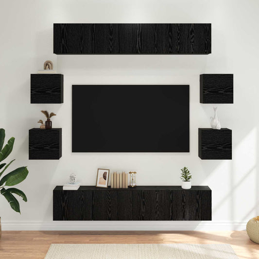 TV szekrény garnitúra 8 pcs 80 x 30 x 30 cm Fekete Tölgy