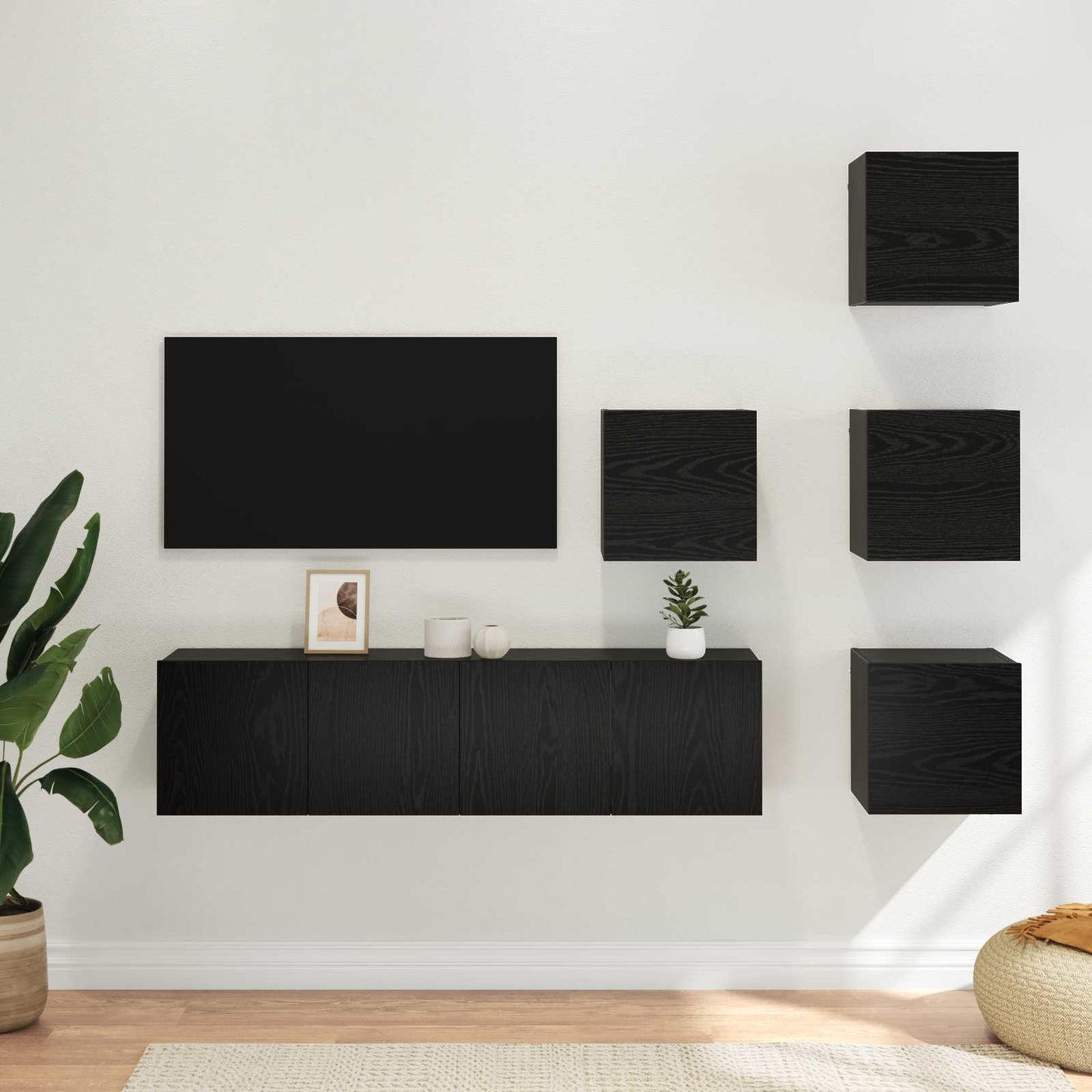TV szekrény garnitúra 6 pcs 60 x 30 x 30 cm Fekete Tölgy