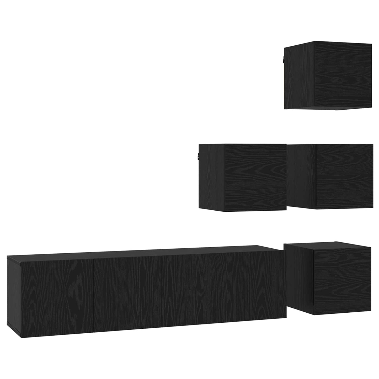 TV szekrény garnitúra 6 pcs 60 x 30 x 30 cm Fekete Tölgy