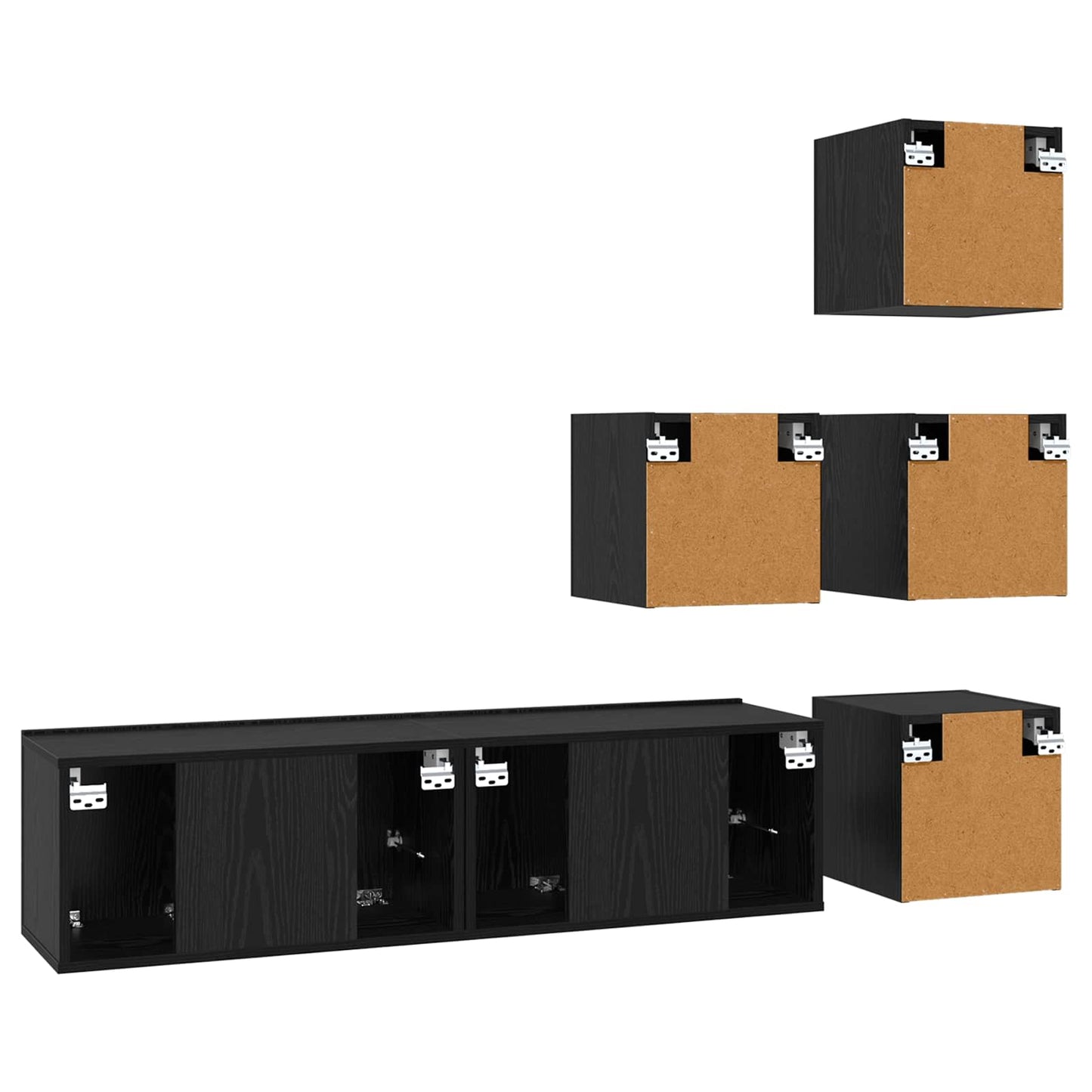 TV szekrény garnitúra 6 pcs 60 x 30 x 30 cm Fekete Tölgy