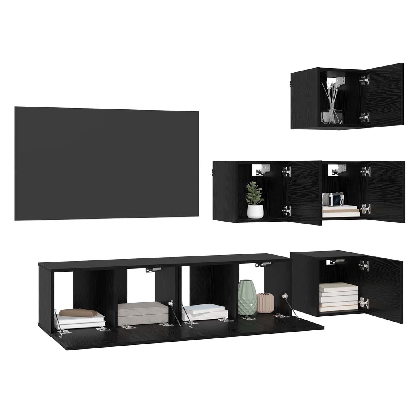 TV szekrény garnitúra 6 pcs 60 x 30 x 30 cm Fekete Tölgy