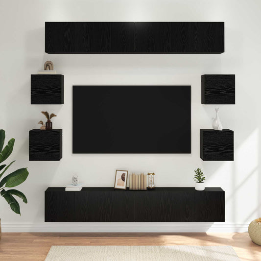 TV szekrény garnitúra 10 pcs 180 x 30 x 30 cm Fekete Tölgy