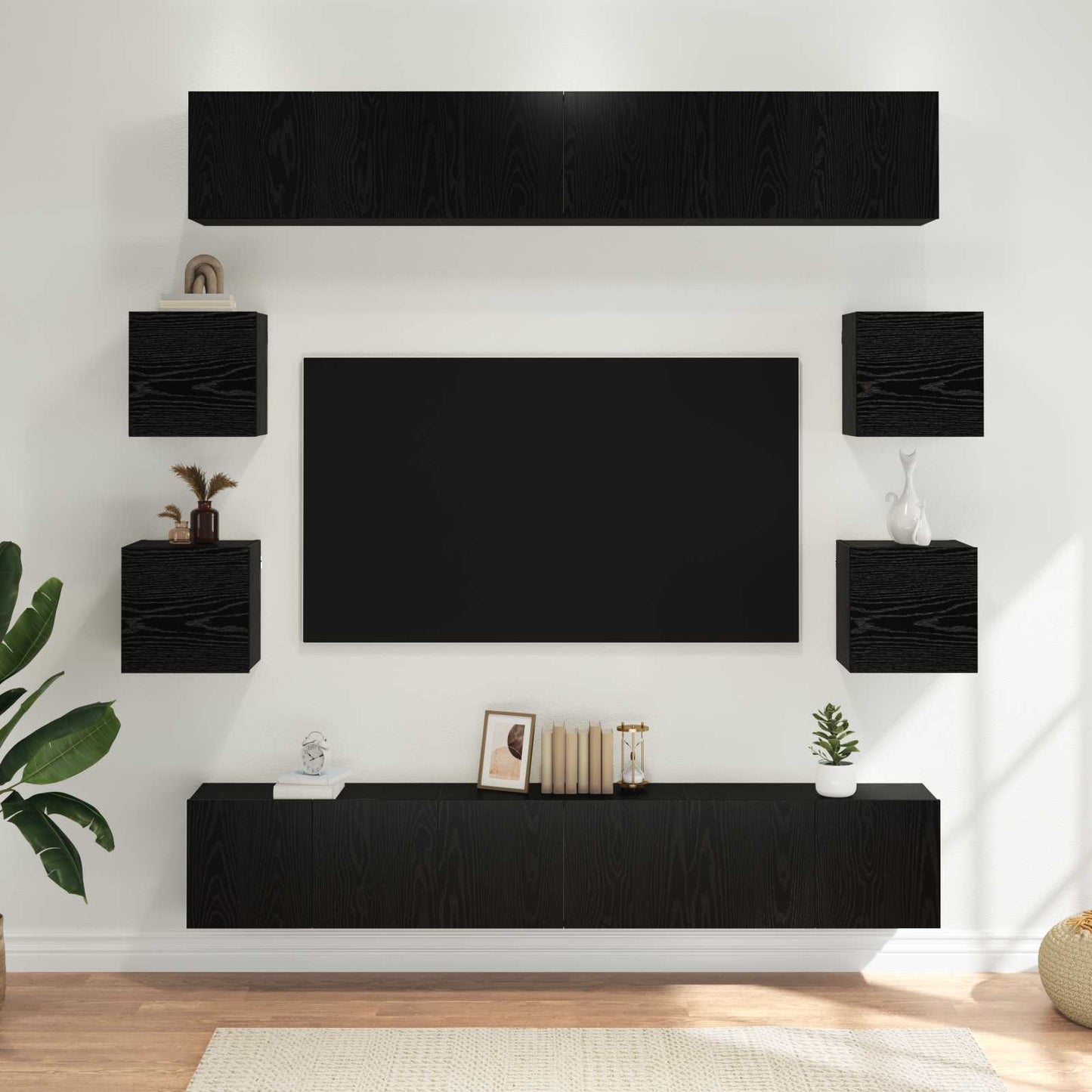TV szekrény garnitúra 10 pcs 180 x 30 x 30 cm Fekete Tölgy
