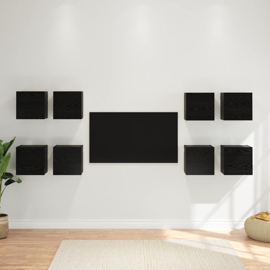 Fali TV Szekrény 8 pcs Fekete Tölgy 30,5 x 30 x 30 cm