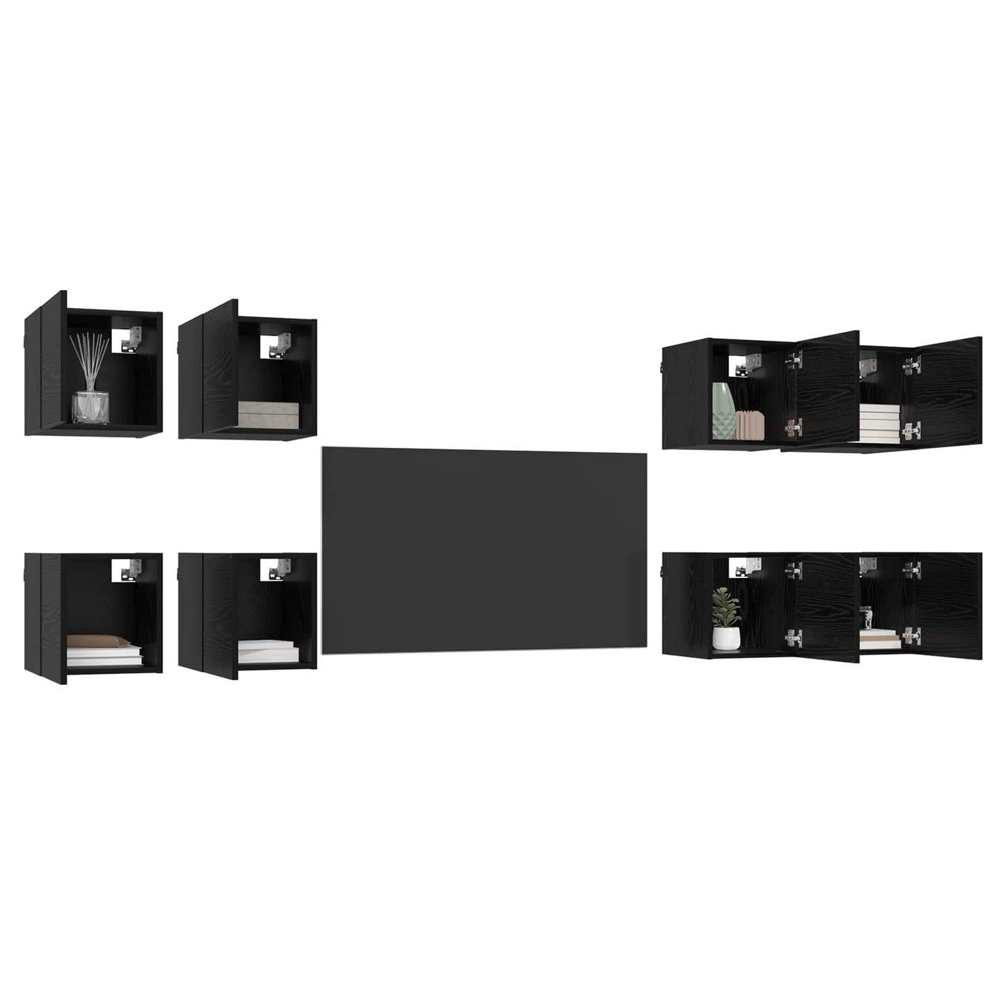 Fali TV Szekrény 8 pcs Fekete Tölgy 30,5 x 30 x 30 cm