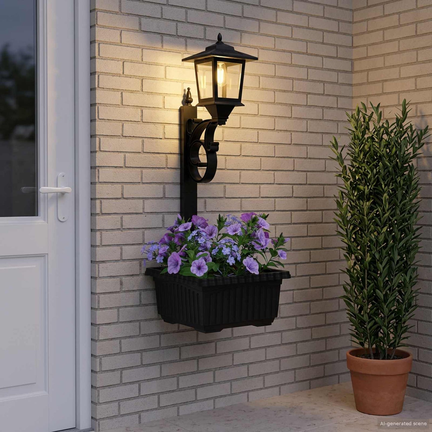 Kandeláber lámpa virágtartóval Fekete 29 x 28 x 74 cm ABS és PP