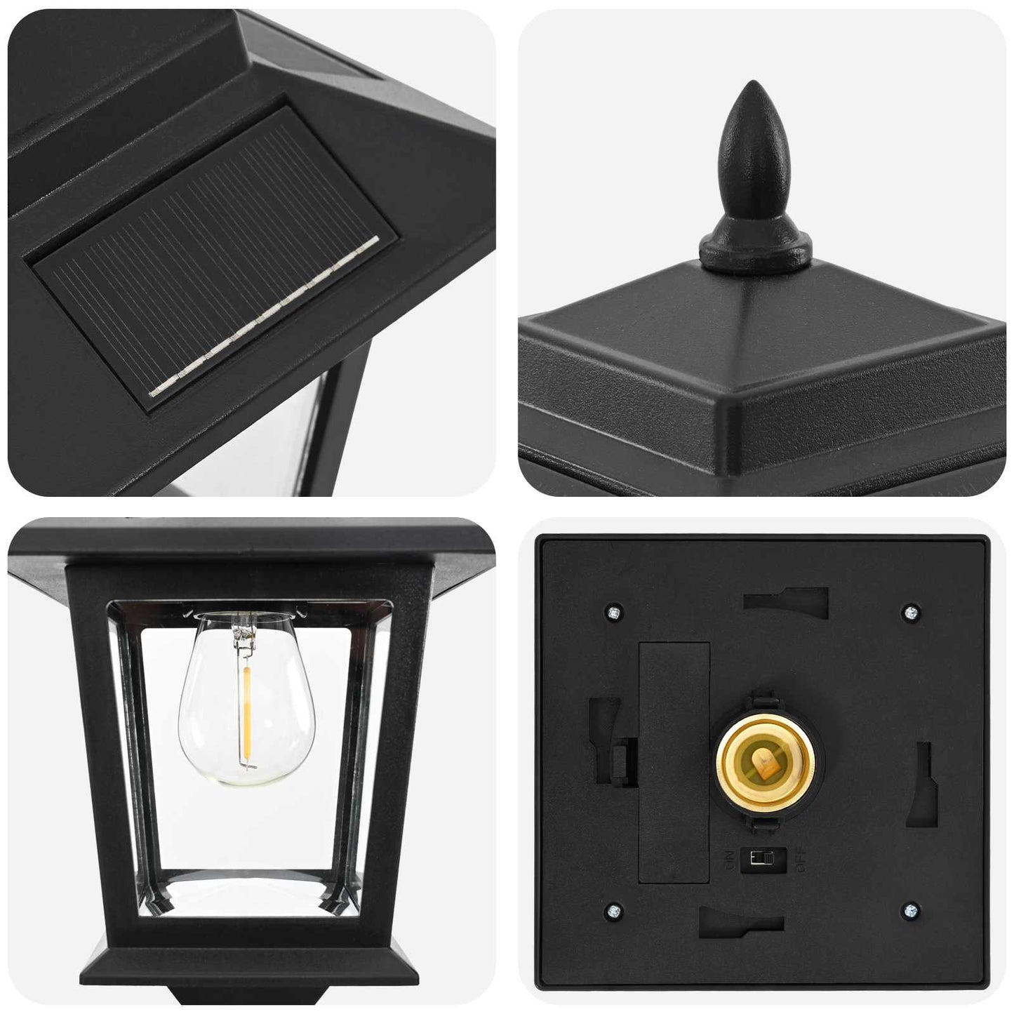 Lámpaoszlop készlet with LED Bulb 2 db Fekete 16 x 16 x 156 cm