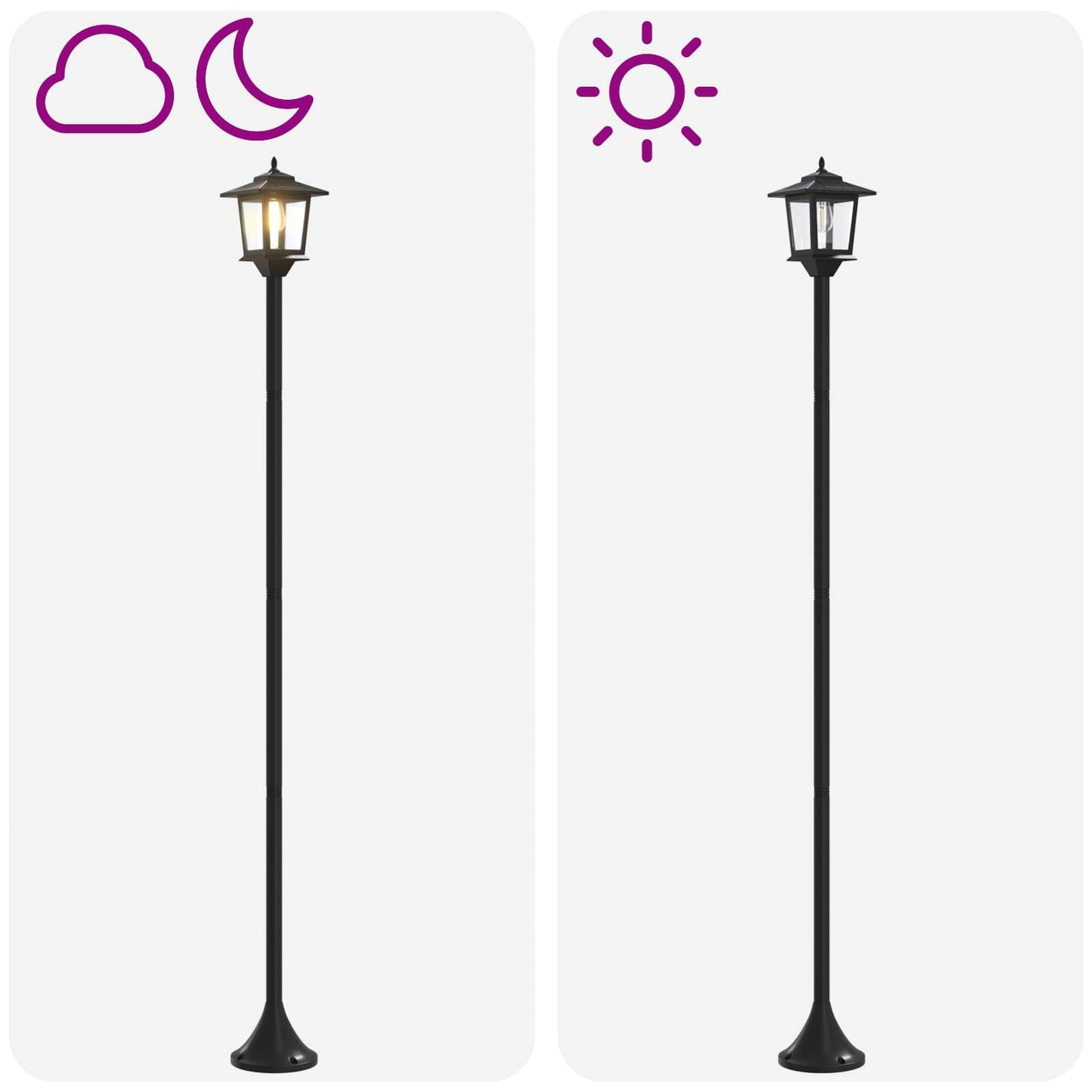 Lámpaoszlop készlet with LED Bulb 2 db Fekete 16 x 16 x 156 cm