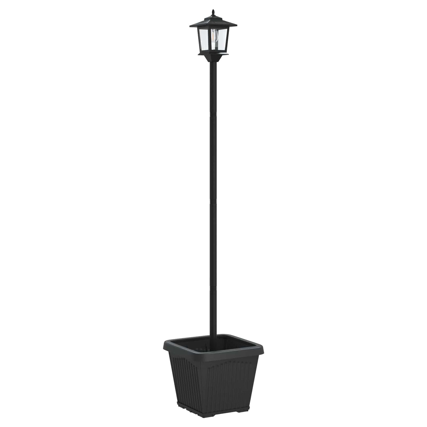 Napelem Lámpaoszlop Virágtartóval Fekete 32 x 32 x 158 cm
