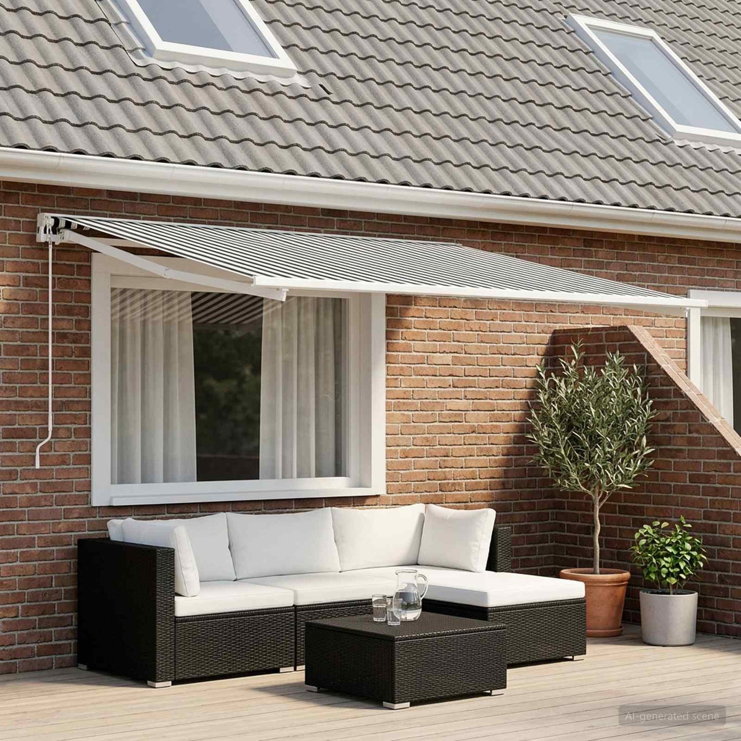 Napellenző ponyva Antracit és Fehér 300 x 250 cm Poliészter