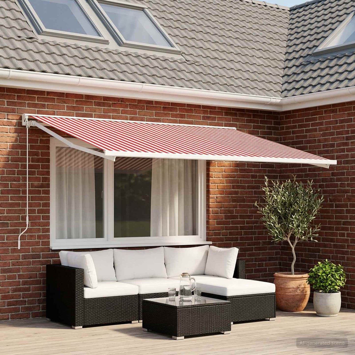 Napellenző ponyva Piros és Fehér 250 x 200 cm Poliészter